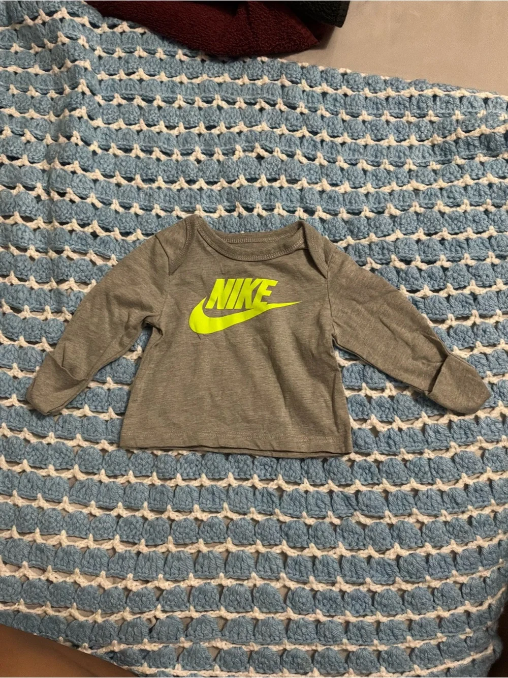 Nike Gray Top & Black Bottoms Baby Set with Neon Logo